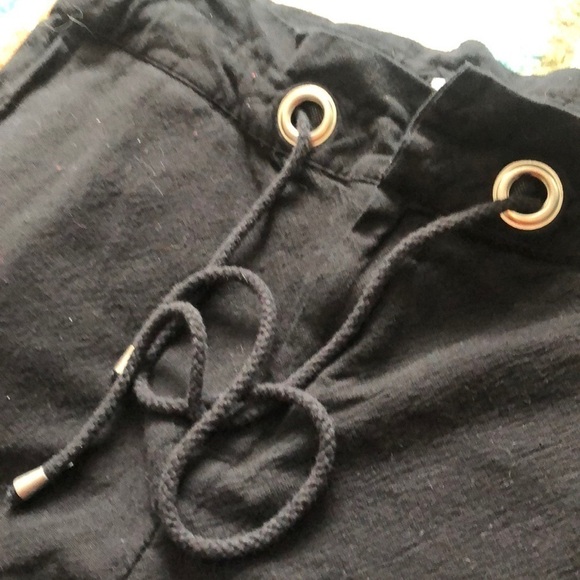 Urban outfitters high waisted black grommet straight leg drawstring pants S - Picture 6 of 6